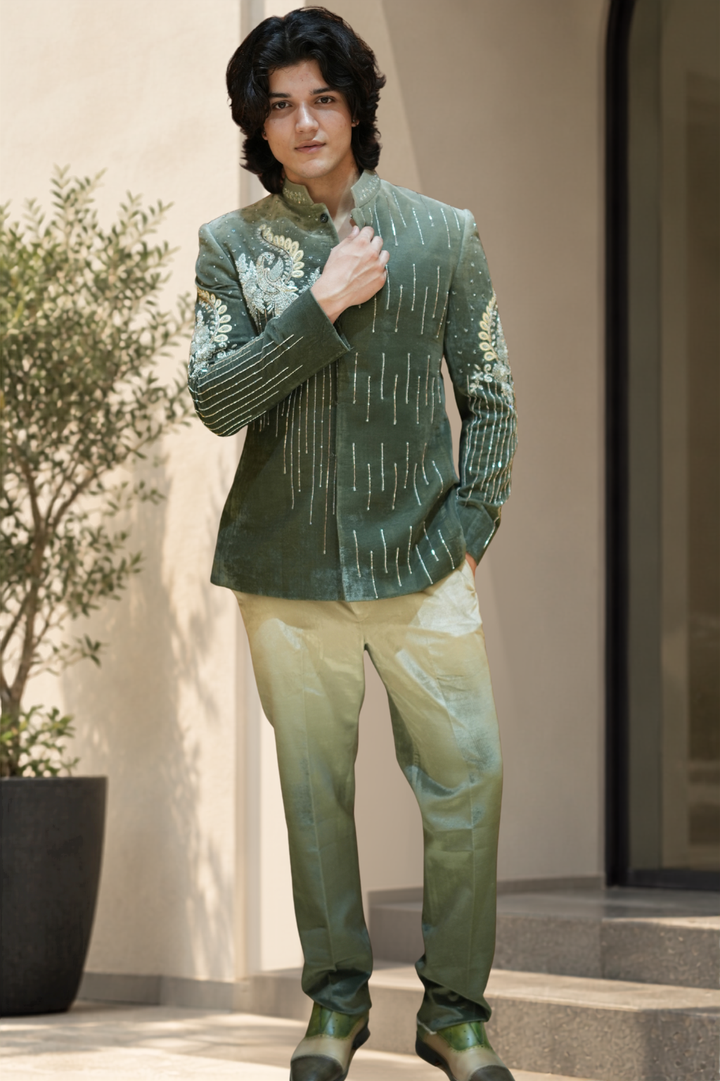 sage green indo western