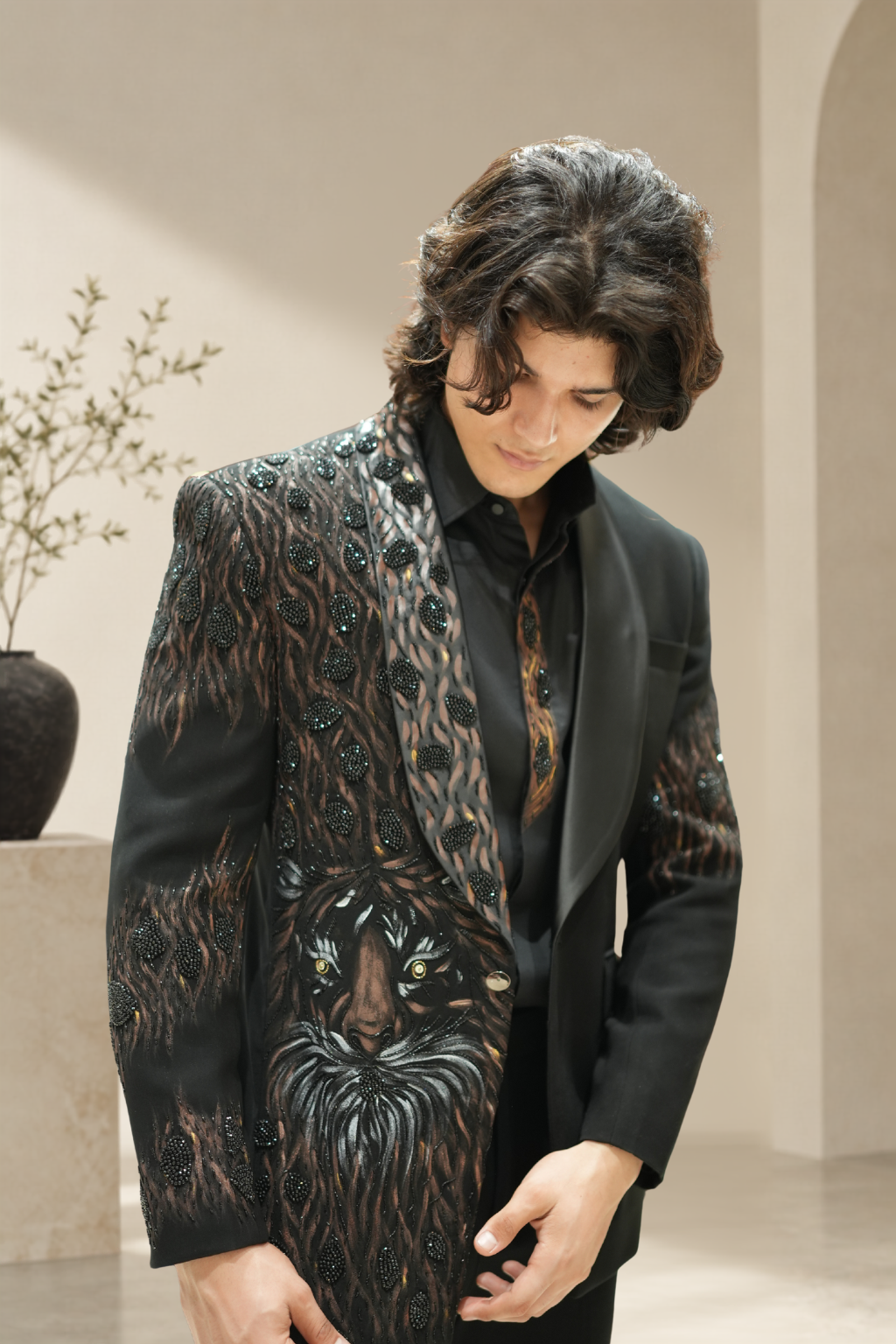 Black Royale Tiger Eye – Embroidered Suit