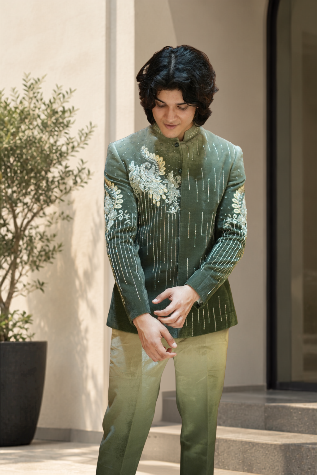 sage green indo western