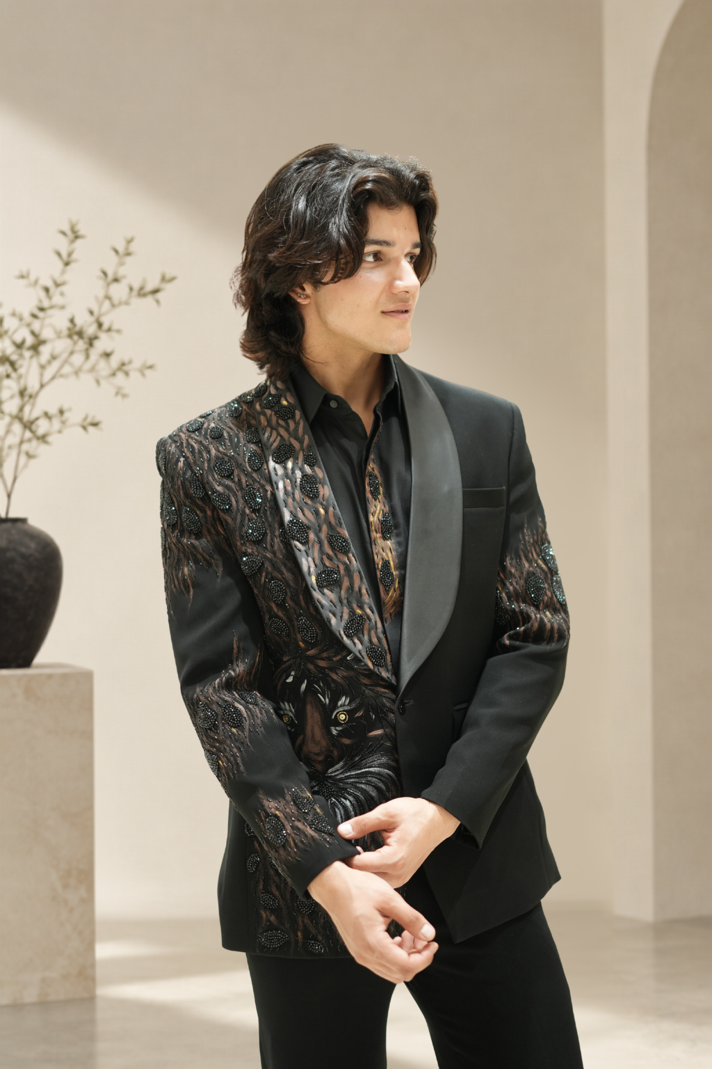 Black Royale Tiger Eye – Embroidered Suit