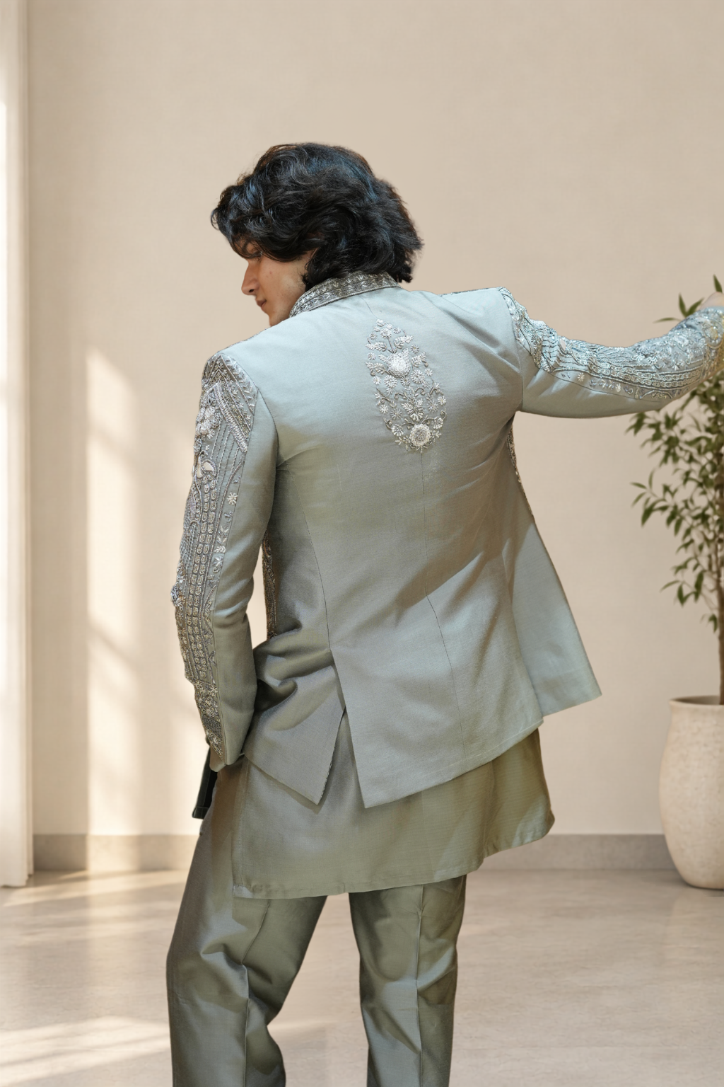 Zavian Grey Embroidered Set