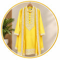 Premium Embroidered Kurta Set with Matching Dupatta – Available in Yellow, Peach & Sky Blue
