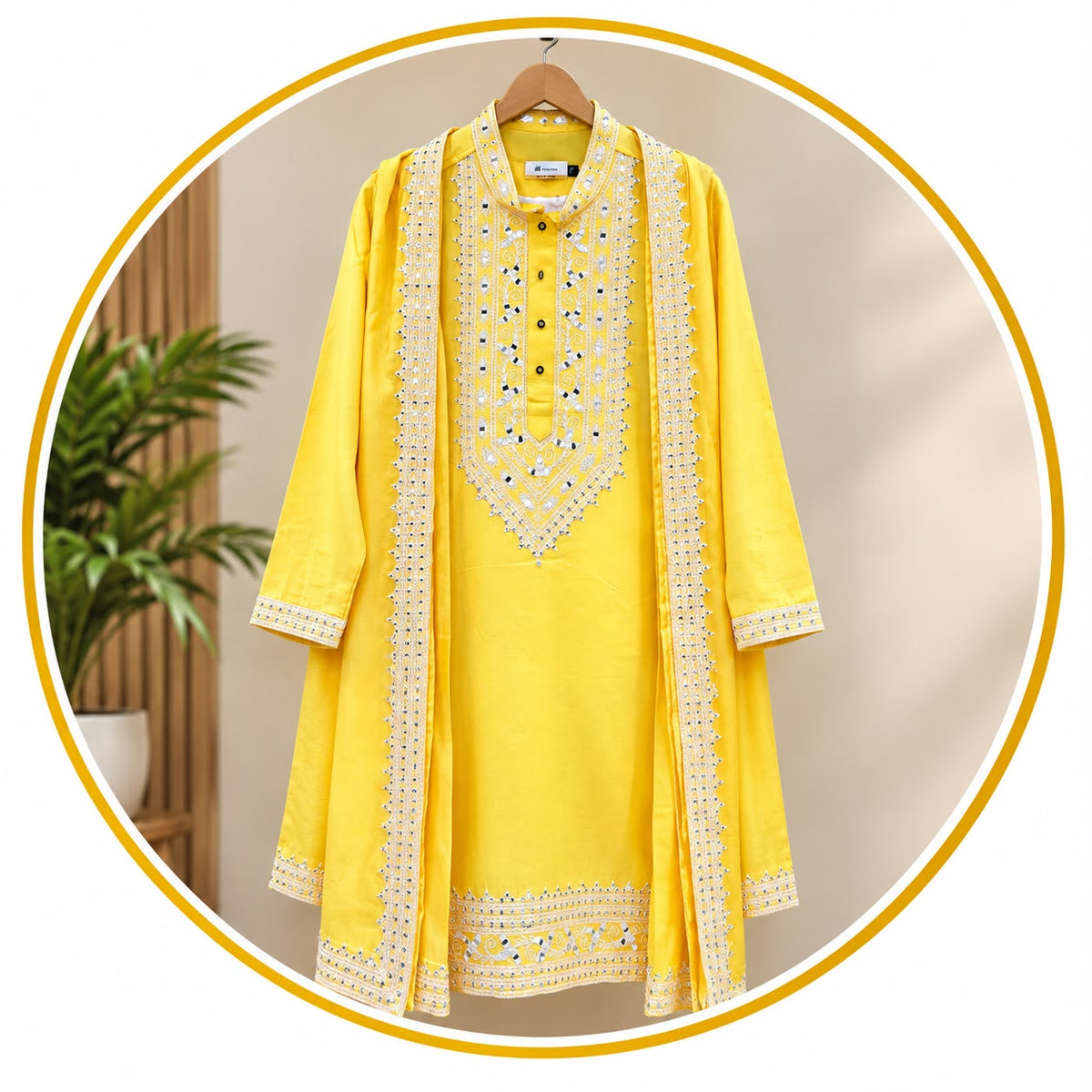 Premium Embroidered Kurta Set with Matching Dupatta – Available in Yellow, Peach & Sky Blue
