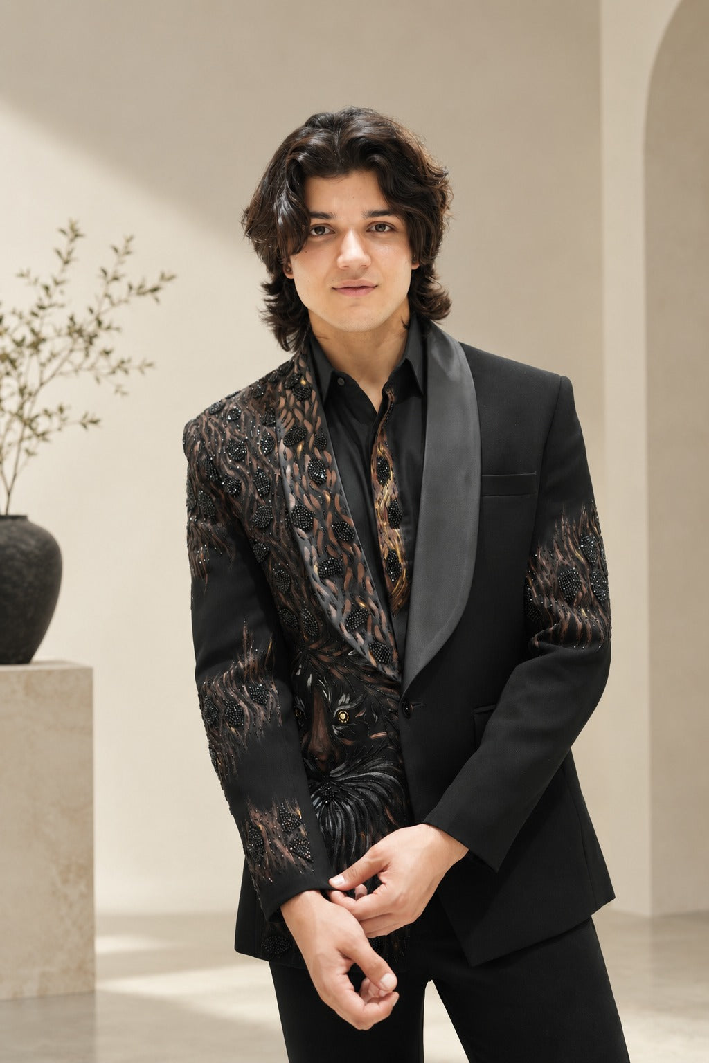 Black Royale Tiger Eye – Embroidered Suit