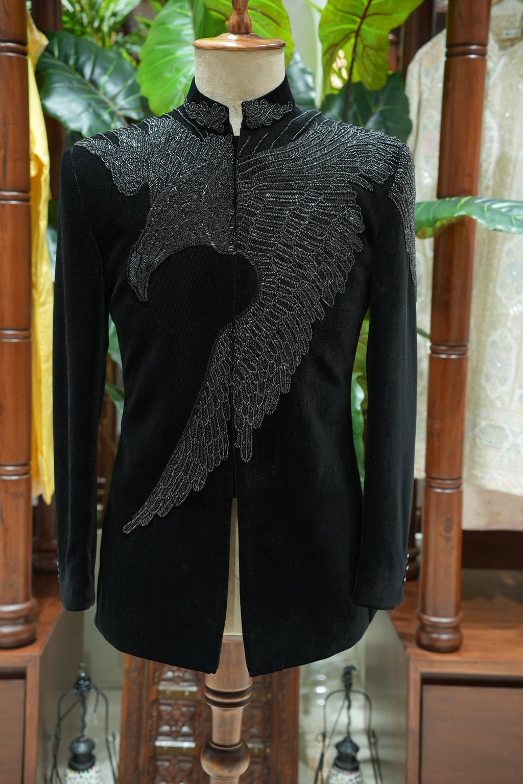 Midnight Black Embroidered Jodhpuri Jacket