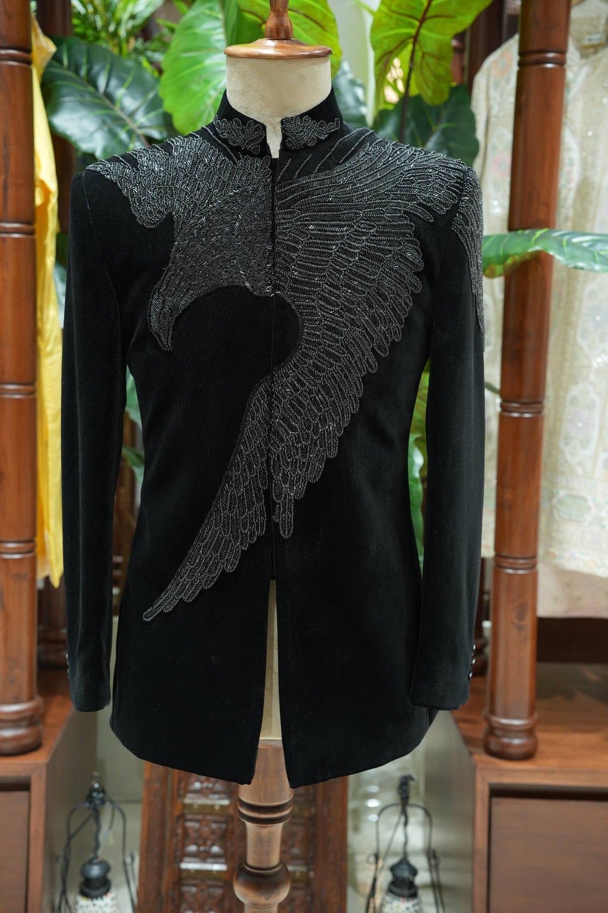 Midnight Black Embroidered Jodhpuri Jacket