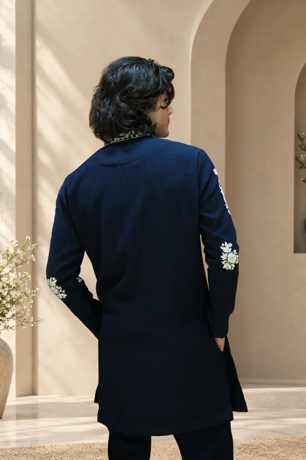 Navy Blue Designer Embroidered Kurta Set