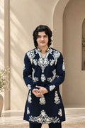 Navy Blue Designer Embroidered Kurta Set