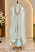 Elegant Hand-Embroidered Mint Green Sherwani