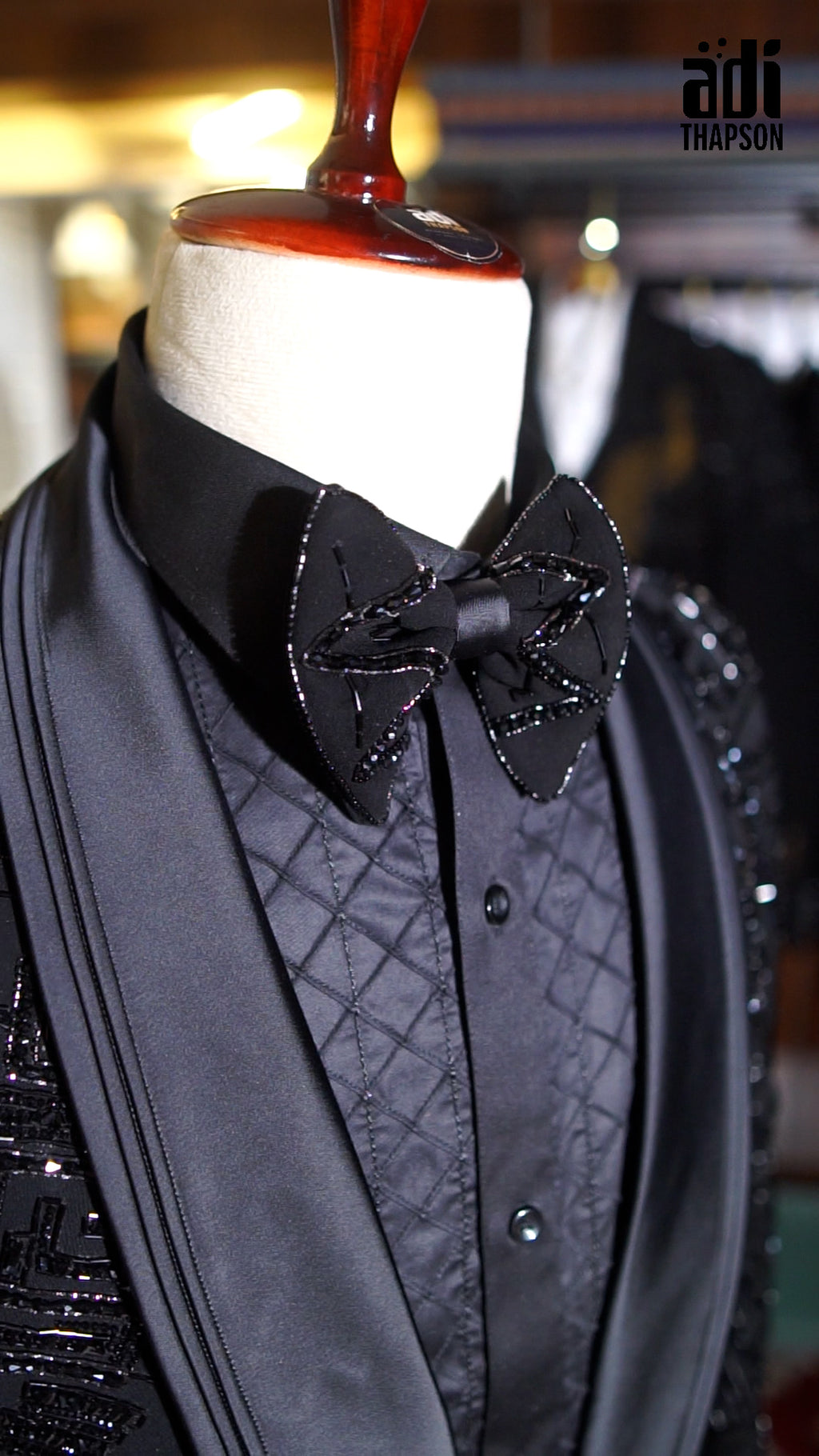 Black Majesty Textured Embroidered Tuxedo – Luxury Party Wear
